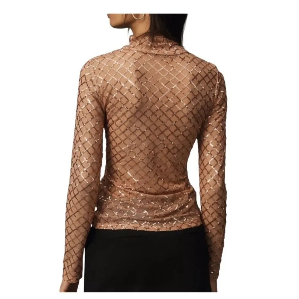Pilcro Anthropologie turtleneck sequin top Small